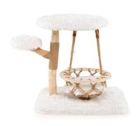Arbre à Chat 64 x 44 x 66 cm 4 Niveaux Design Moderne Berceau Suspendu en Peluche Blanc 20_0010172