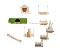 Arbre à chat 7 pièces YITAHOME, mobilier en bois pour chats avec maison et hamac