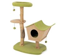 Arbre à Chat 79 x 60 x 110 cm Espace de Jeu Confortable condo Cosy Moderne en Bois Naturel Vert 20_0020668