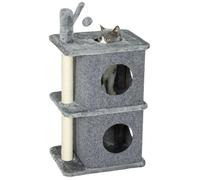 Arbre à chat à 3 niveaux hauteur 80 cm, pour chats avec 2 niches et surface de repos confortable, balle amovible, pour animal 5 kg