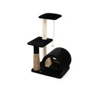 Giantex Arbre à Chat à 3 Niveaux, Tour à Chat en Peluche avec Poteaux en Sisal, Noir G
