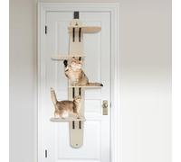 Arbre à chat à 4 étages - À suspendre à la porte - Arbre à chat avec étagères - Éléments muraux polyvalents - Pour une épaisseur de porte de 40/45 mm et un espace de porte > 3 mm