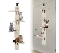 Arbre à chat à 4 étages avec porte - Arbre d'escalade peu encombrant pour chats avec surfaces de couchage XL (jusqu'à 20 kg de charge maximale)