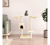 Arbre à chat à plusieurs niveaux avec 2 maisons, une niche et des colonnes en sisal comme tour pour chat avec colonnes à griffer