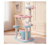 Arbre à Chat à Plusieurs Niveaux avec Auvent Arc-en-Ciel Cabine en Peluche Rose Arbres à Chat H100/107 Cm (39,7/42,1") Construction en MDF Comprend des Poteaux à Griffer en Forme de Capsule Spatiale