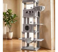 Arbre à chat à six niveaux, villa panoramique géante pour chat | Grand arbre à chat robuste et léger, de luxe, adapté aux chats, multi-cats, pour toute la maison, 172,5 cm GRIS