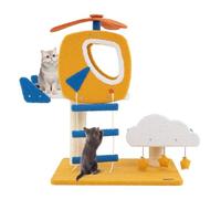 Arbre à Chat aérien 58,5 x 48,5 x 76 cm avec Poteau à gratter et Plateforme héliport Moderne en Bois aggloméré Bleu 20_0010166