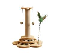 Arbre à chat - Arbre à chat en corde de sisal en bois | 4 en 1 | Arbre à chat avec boule de sisal | Grattoir pour chaton | Jouet interactif pour chat pour jouer en intérieur