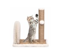 vidaXL Arbre à chat 49x29x42 cm - Grattoir et brosse de toilettage - Marron et blanc