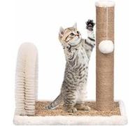 vidaXL Arbre à chat 49x29x42 cm - Grattoir et brosse de toilettage - Marron et blanc