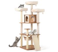 Arbre à chat avec condo et hamac 58 x 58 x 168 cm pour 2-3 chats ambiance cosy