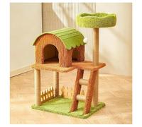 Arbre à Chat avec Escalier et Capsule Spatiale Arbres à Chat à Plusieurs Niveaux avec Plate-Forme D'observation Clôturée Balle à Plumes Incluse Griffoir en Chanvre avec Clôture Base Renforcée