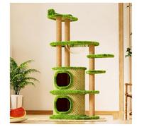 Arbre à Chat avec Escalier Lit à Deux Niveaux avec Observatoire Clôturé Arbres à Chat Plusieurs Niveaux Poteaux à Griffer en Chanvre Épais Plateforme de Saut à Plusieurs Niveaux Tapis Rafraîchissant
