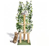Arbre à Chat avec Feuillage, 150 cm, Stable et Peu encombrant, 3 Niveaux de griffoir et 3 griffoirs, Grimper, se Cacher, Dormir, Montage Facile, Durable et sans Danger pour Les Animaux