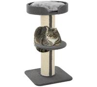 PawHut Arbre à Chat griffoir chat Centre d'Activités Cachemire Simple Face 45 x 45 x 81 cm Gris | Aosom France