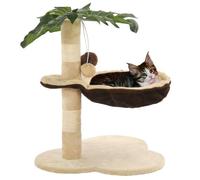 Arbre À Chat Avec Griffoir En Sisal 50 Cm Beige Et Marron