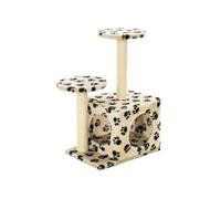 Arbre à chat avec griffoir en sisal 60 cm Beige Motif de pattes