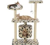 Arbre à chat avec griffoir en sisal 95 cm Beige Motif de pattes Beige avec empreinte de patte G