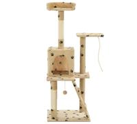 Arbre À Chat Avec Griffoirs En Sisal 120 Cm Beige Motif Pattes