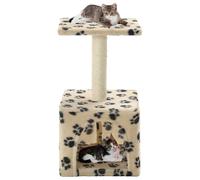 Arbre à chat avec griffoirs en sisal 55 cm Beige Motif de pattes
