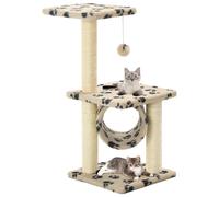 vidaXL Arbre à chat avec griffoirs en sisal 65 cm Beige Motif pattes