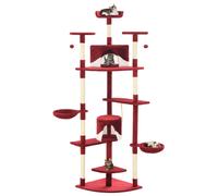 vidaXL Arbre à chat 203 cm avec griffoirs en sisal Rouge et Blanc