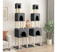 vidaXL Arbre à chat – tour avec griffoirs en sisal, plate-forme – Gris foncé 199 cm