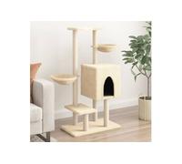 Arbre à chat avec griffoirs en sisal crème 117 cm
