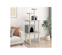 vidaXL Arbre à chat avec griffoirs en sisal Gris clair 167 cm 172068