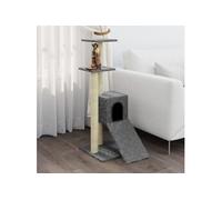 vidaXL Arbre à chat avec griffoirs en sisal Gris clair 92 cm Gris G