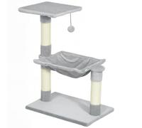 Arbre à Chat avec hamac et Plateforme 50 x 36 x 70 cm 3 griffoirs pour Plusieurs Chats Design Cosy en Peluche Gris Clair 21_0007631