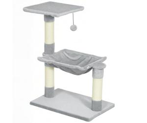 Arbre à Chat avec hamac et Plateforme 50 x 36 x 70 cm 3 griffoirs pour Plusieurs Chats Design Cosy en Peluche Gris Clair 21_0007631