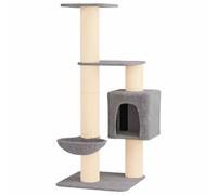 Arbre à chat avec hangar, arbre à fleurs de Sisal, 137 cm | Tissu doux à plusieurs niveaux, pour salon et chambre à coucher, montage nécessaire