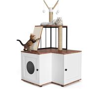 Arbre à Chat avec Litière, Griffoir Moderne 2-en-1, Cache-litière, marron et BLANC