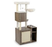 Arbre à Chat avec Meuble dissimulé pour bac à litière 72 x 45,5 x 155 cm Confort Douillet Moderne en MDF Gris 20_0018716