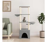 Arbre à chat avec peluche douce, colonnes en sisal, 2 maisons et maisons pour grimper, s'asseoir et se détendre pour chat
