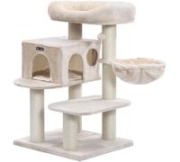 Arbre à Chat avec Plate Forme d'observation hamac Grande Grotte Troncs épais en sisal Stable 112 cm Beige 12_0000137