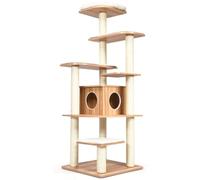 Arbre à Chat avec Plateformes 176 x 86,5 x 86,5 cm Pratique Design Moderne Espace Douillet en Panneaux de Particules Naturel 20_0010098