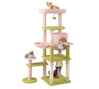 Arbre à Chat avec Plusieurs espaces de Repos 48 x 48 x 148 cm Confort rembourré Design Floral en Tissu Peluche Teddy Rose 20_0010105