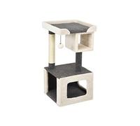 CostwayArbre à Chat avec Poteau en Sisal et Balle en Peluche 42x42x80cm pour Jeux et Repos des Chats Charge Max 15KG Blanc+Gris