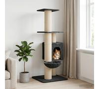 vidaXL Arbre à Chat avec poteaux à griffer en sisal Gris Clair 137 cm, Structure Grimpante pour Chats, Arbre à Chats Multi-Niveaux, Terrain de Jeu pour Animaux, Fun