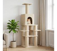 vidaXL Arbre à Chat avec poteaux à griffer en sisal Gris Clair 180 cm, Arbre à Chat Multi-Niveaux, Meuble d'intérieur, Centre d'activités Moderne, condo avec Plate-Forme de Jeu