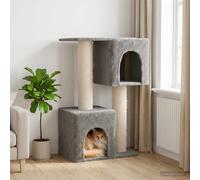 vidaXL Arbre à Chat avec poteaux à griffer en sisal Gris foncé 114 cm, Arbre à Chat pour Salon, Coin de Chats, Aire de Jeux intérieure, grimpeur Multi-Niveaux, grattoir sisal