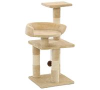 Arbre à Chat Beige 65 cm avec griffoirs en sisal, Arbre à Chat avec Balle Suspendue, Plates-Formes d'observation et espaces de détente, Surface moquettée et Peluche Confortable,