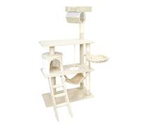 Arbre à Chat Beige/Blanc Sisal 141cm Arbre d’Escalade Grattage Jeux Ludique Animal Domestique