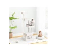 vidaXL Arbre à chat Centre d'activités 4 plates-formes Blanc Bois de pin massif 45,5x49x103 cm