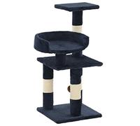 Arbre à Chat Bleu 65 cm avec griffoirs en sisal, Moquette Peluche Confortable, Balle Suspendue, Plates-Formes d'observation et espaces de détente pour Plusieurs Chats