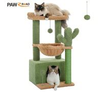 Arbre à chat cactus de 84 cm, tour à chat pour chats d'intérieur avec grande grotte, griffoir, hamac profond et coin confortable au sommet. Design unique : Cet arbre à chat 4 en 1 en forme de cactus o