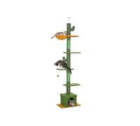 PawHut Arbre à Chat du Sol au Plafond, Hauteur 275 cm, Tour de Jeux pour Chat, 6 Niveaux, avec Plate-Formes, Niche, hamac, Balle, griffoirs, pour Grimper, gratter et Jouer, Vert