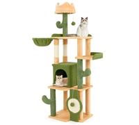 Arbre à Chat Cactus Multi-niveaux 160 CM COSTWAY, Poteaux à Griffer en Sisal, Condo, Perchoirs, Jouets Suspendus, Plateformes